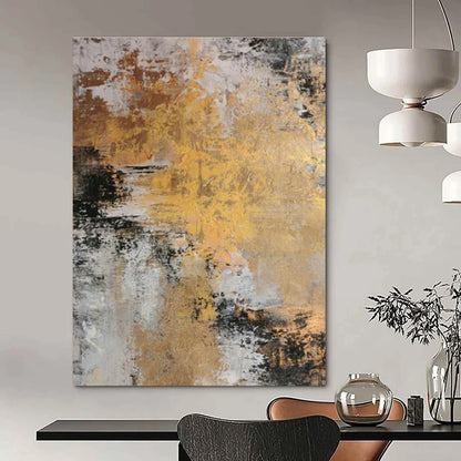 Gold - Gray Abstract Art for High - End Restaurant Private Dining Rooms DLZ0013
