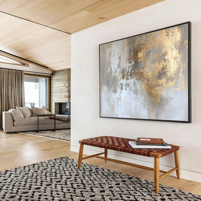 Gold - Accented Gray Abstract Art for Luxury Hotel Suite & Upscale Home Library SC234