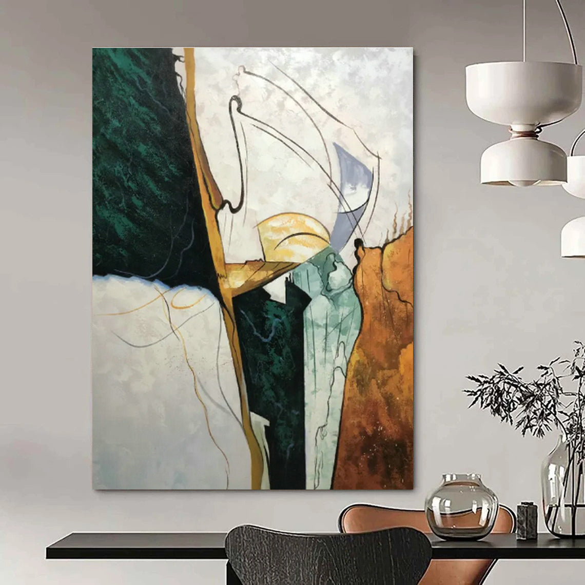 Colorful Line Abstract Art for Living Room & Art Studio DLZ0524
