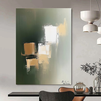 Subtle Geometric Shapes on Green for Nature - Themed Bedroom & Creative Workplace STSC212