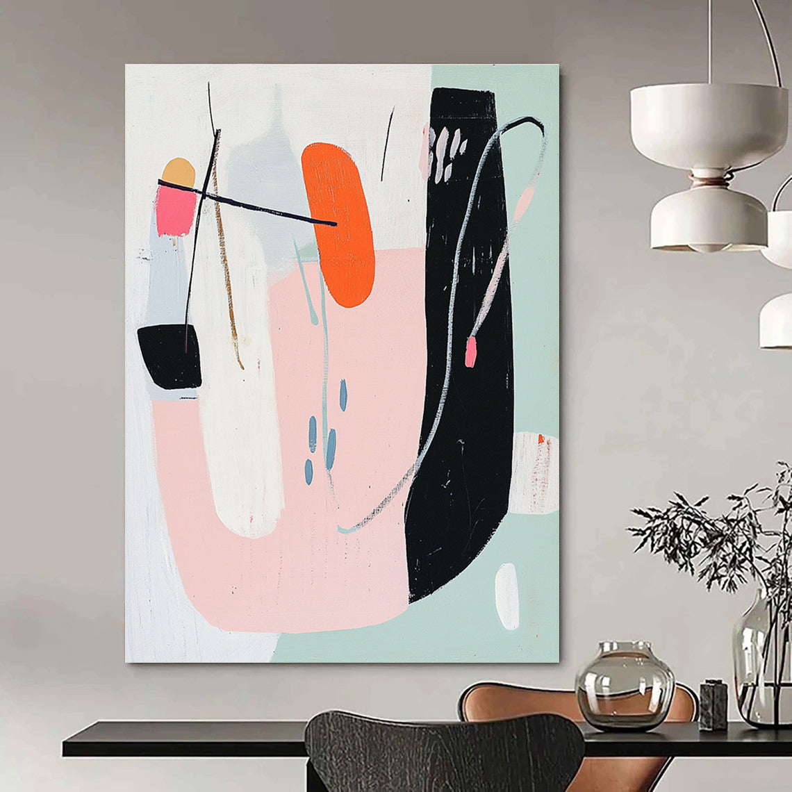 Pastel Abstract Composition for Feminine - Inspired Bedroom & Whimsical Boutique STSC614