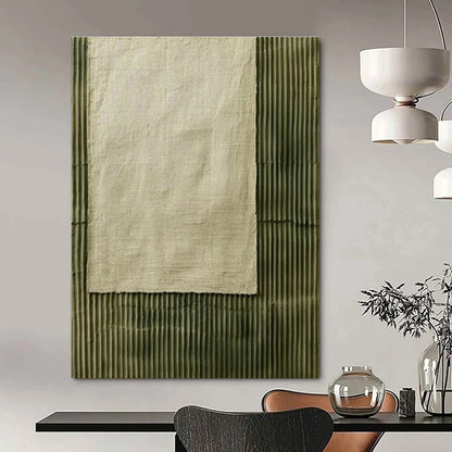 Linen - Textured Green Lines Art for Bedroom & Entryway DLZ0332
