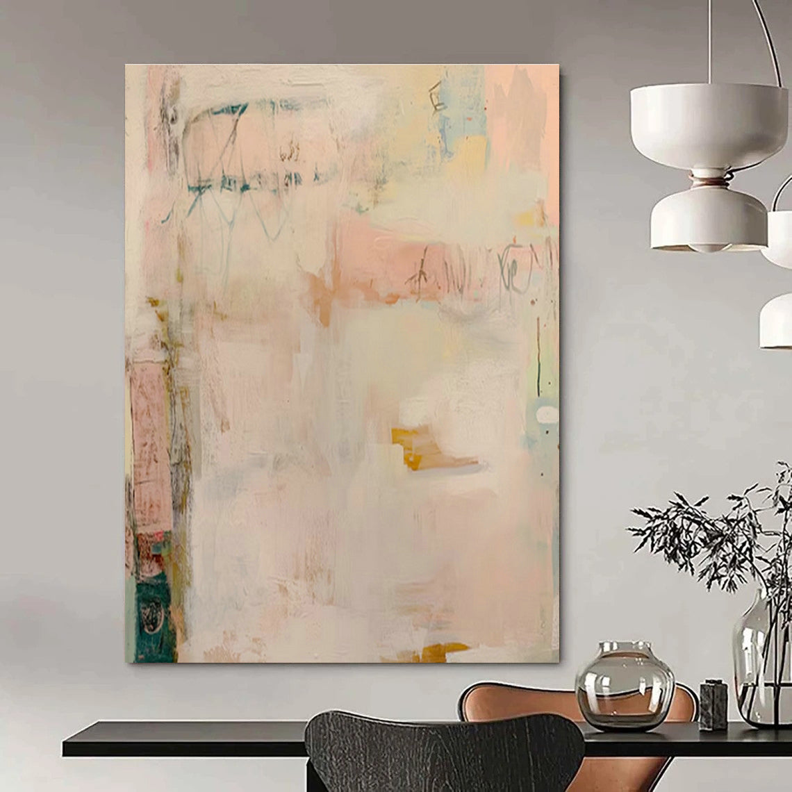 Soft Pastel Abstract Art for Women’s Wellness Retreat & Shabby - Chic Home Parlor DLZ1529