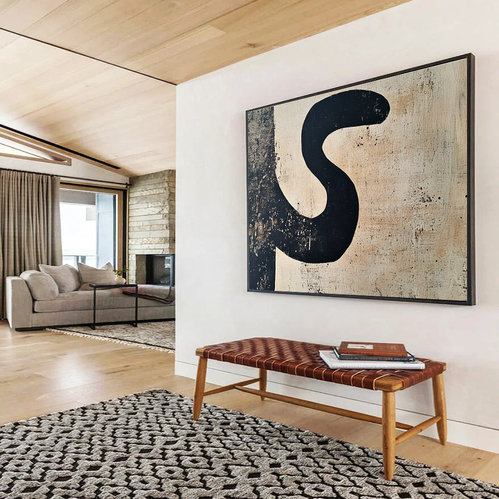 Abstract Black “S” Art for Industrial - Style Café & Modern Art Studio SC501