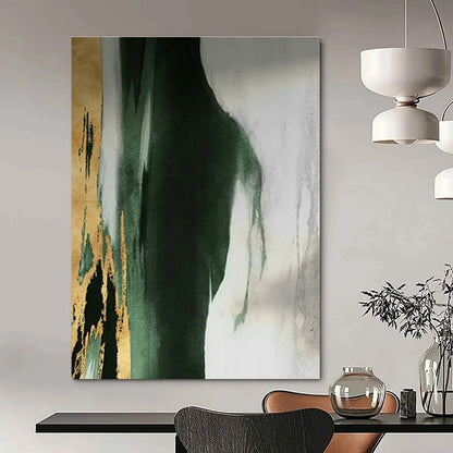 Gold - Green Abstract Flow Art for Upscale Restaurant & Art - Lovers’ Dining Room DLZ1485