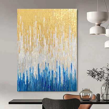 Gold and Blue Textured Abstract for High - End Boutique Lounge & Art - Inspired Spa STSC163