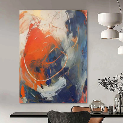 Orange - Blue - White Abstract Art for Trendy Gym & Artistic Community Center DLZ1728