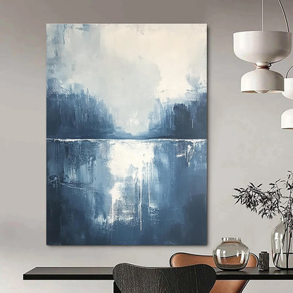 Blue and White Abstract Landscape for Coastal Home & Serene Bedroom STSC322