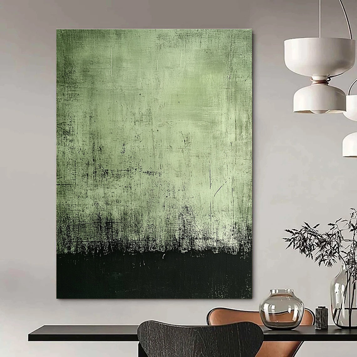Green and Black Textured Abstract for Industrial - Chic Café & Art Gallery Foyer STSC398