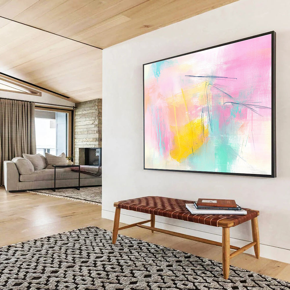Pastel Colorful Abstract Art for Girls' Bedroom & Bohemian Café SC211