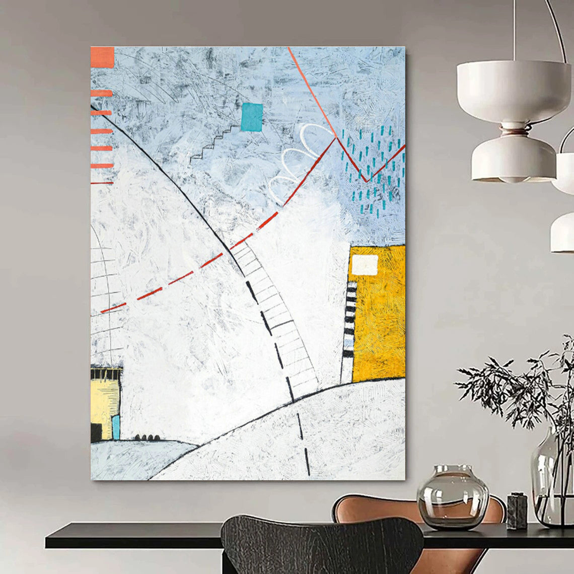 Geometric Line Abstract Art for Architectural Firm & Home Study DLZ1099