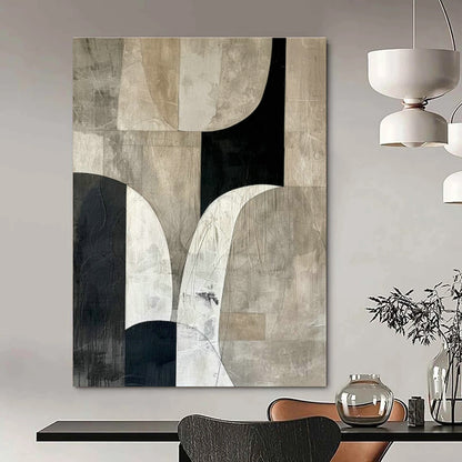Black - White - Grey Curved Abstract Art for Modern Gallery Space & Chic Urban Apartment DLZ1327
