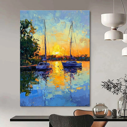 Sunset Sailboats  Art for Coastal Restaurant & Nautical - Themed Home STSC1393