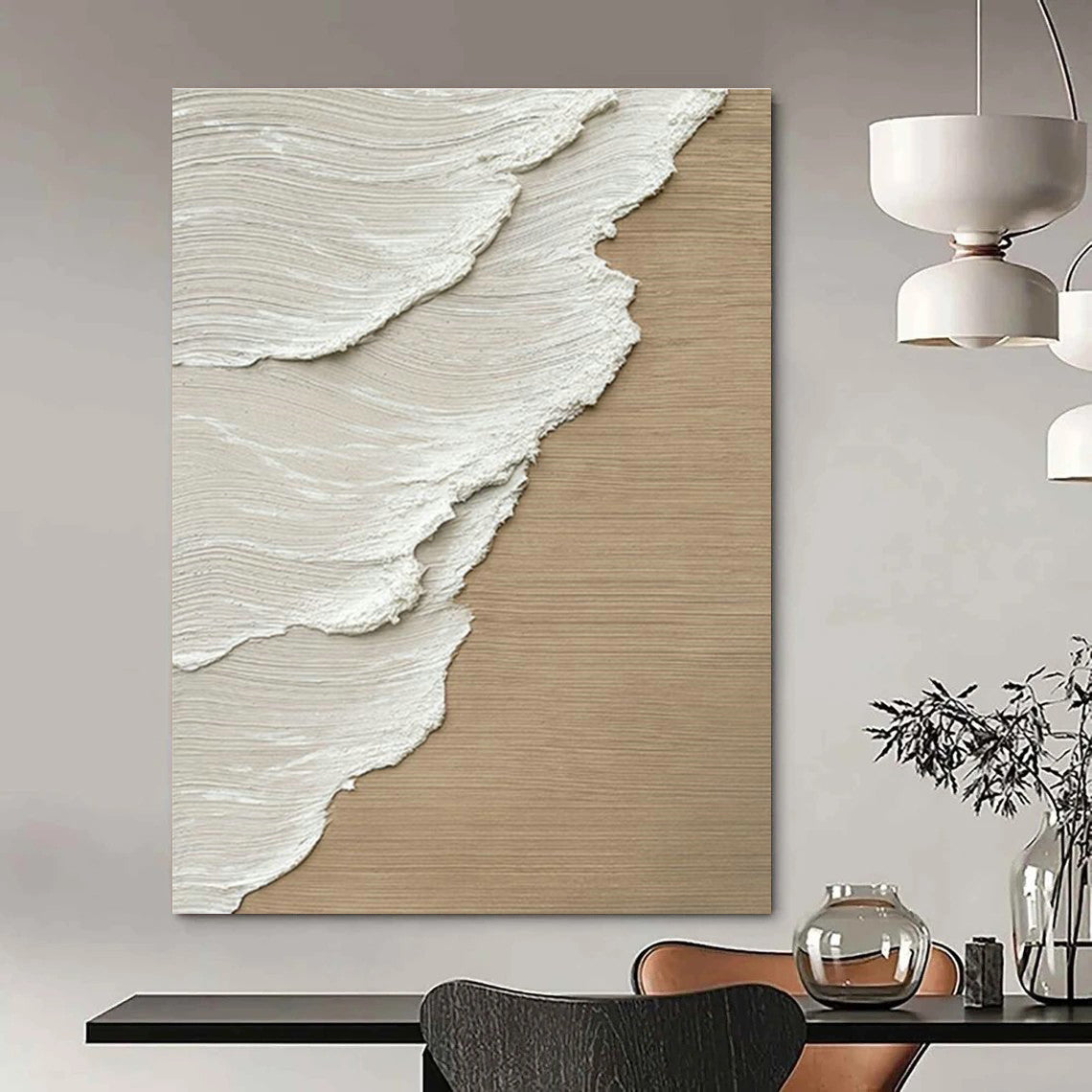 Beige and White Texture Art for Scandinavian - Style Home & Neutral - Toned Studio DLZ2176