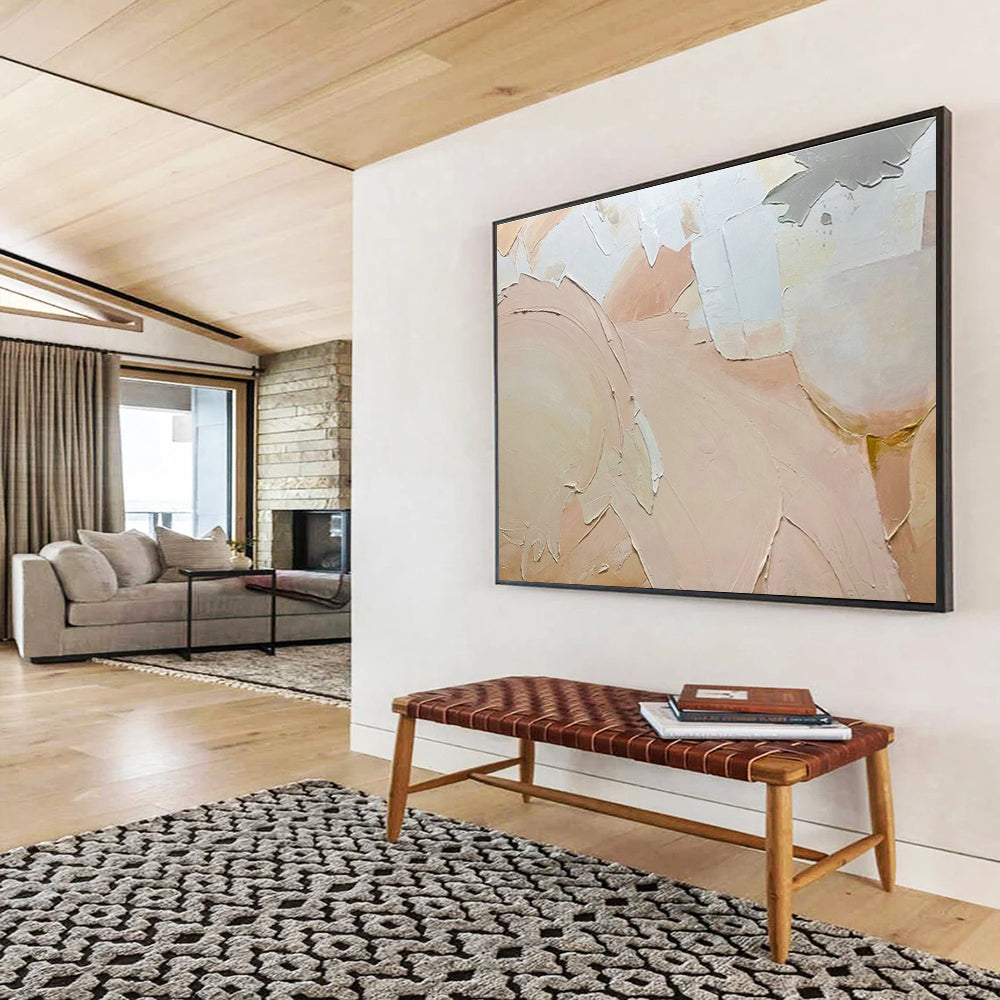 Light Pink Relief Abstract Art for Luxury Bridal Suite Lounges DLZ2570
