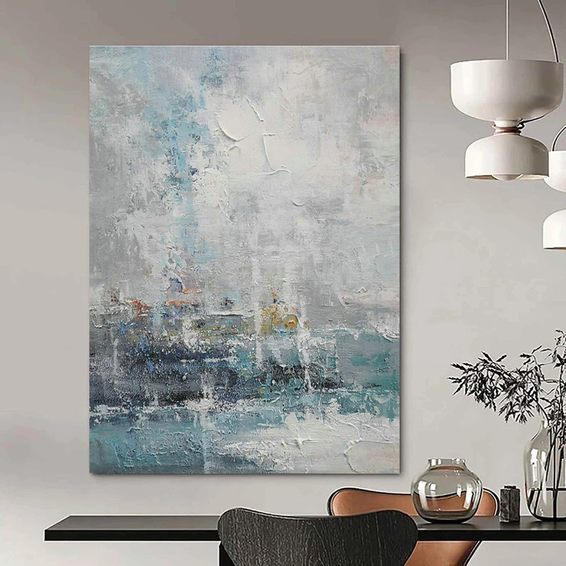 Misty Sea - Scape Abstract Art for Coastal Hotel Lobby & Seaside Home Bedroom DLZ2021