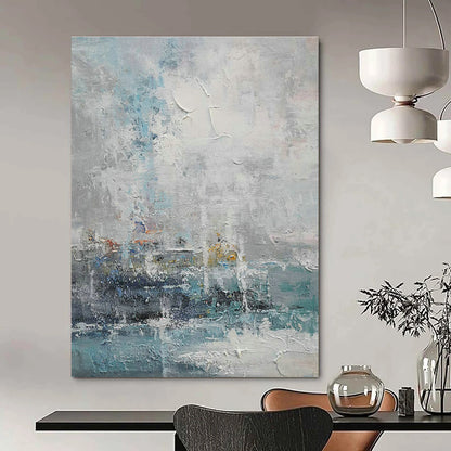 Misty Sea - Scape Abstract Art for Coastal Hotel Lobby & Seaside Home Bedroom DLZ2021