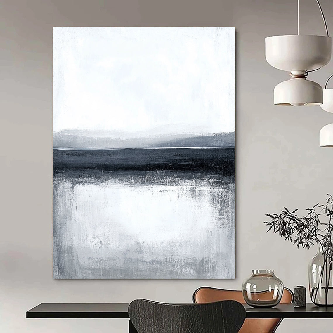 Monochrome Sea & Sky Art for Minimalist Bedroom & Meditation Center STSC124