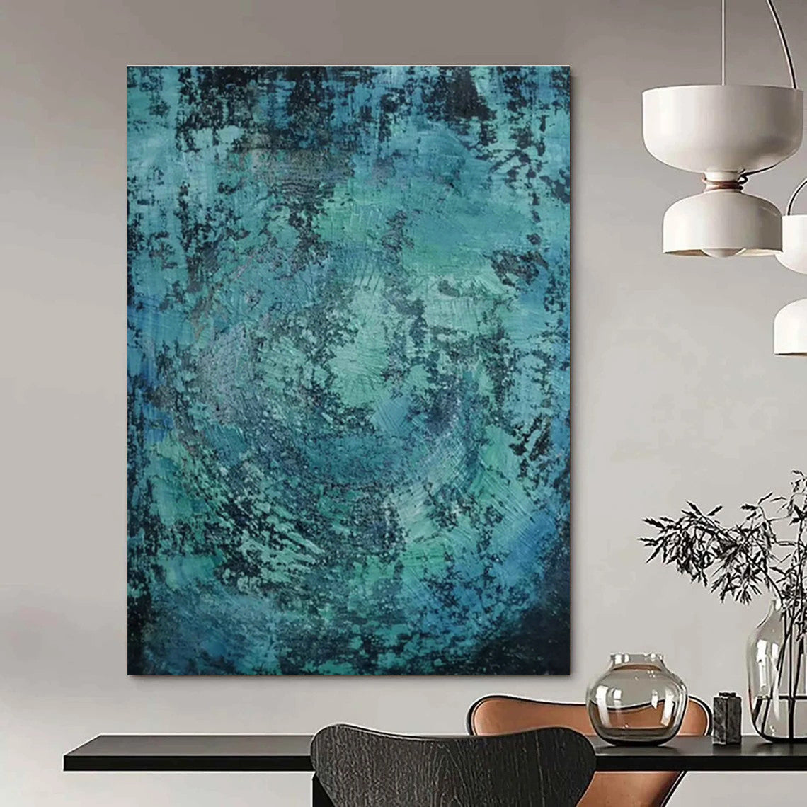 Blue - Green Textured Abstract Art for Coastal - Inspired Spa & Relaxing Bedroom DLZ0761