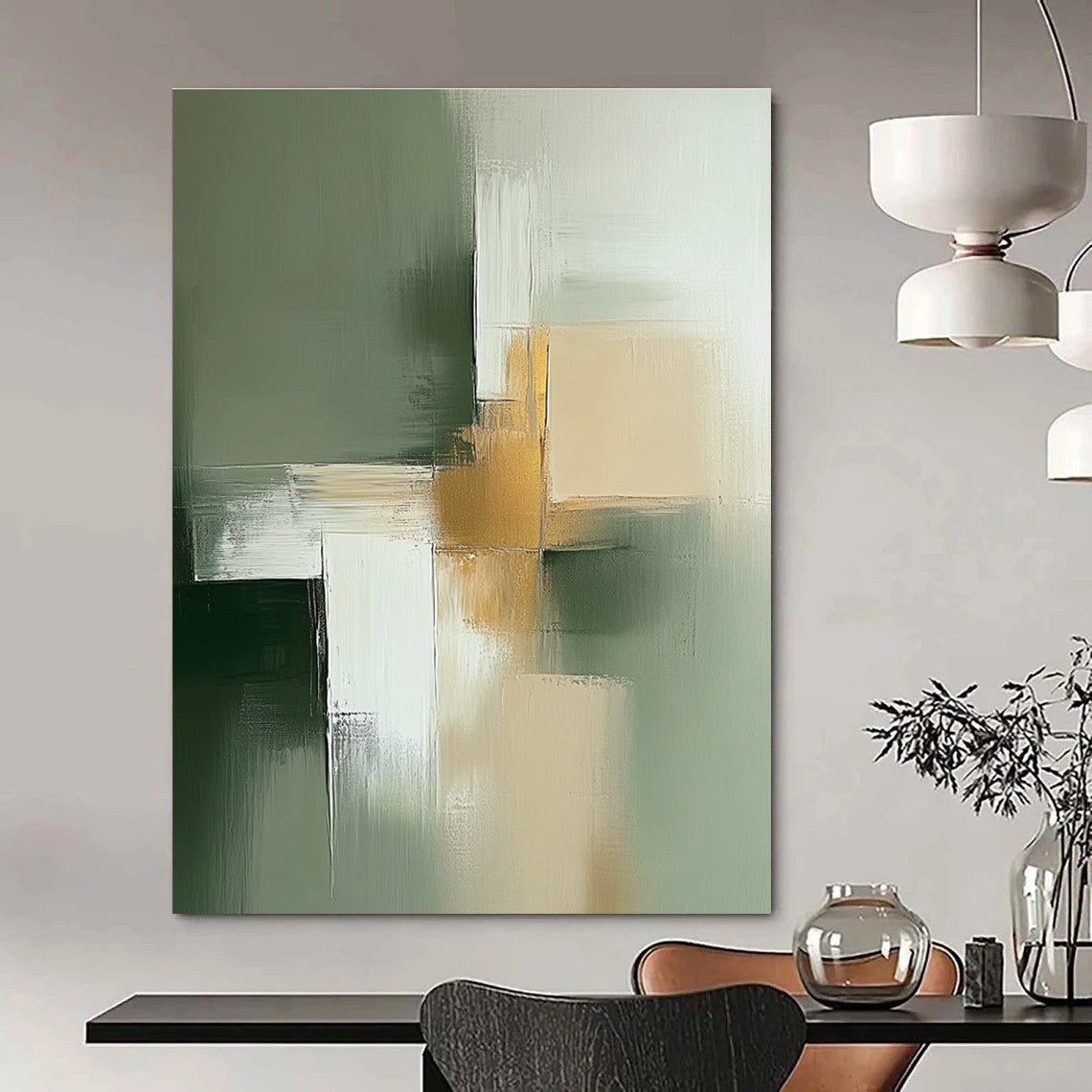 Geometric Abstract with Gold for Luxury Living Room & High - End Boutique STSC566