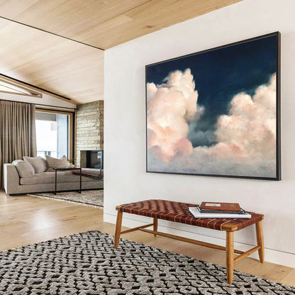 Pink Cloud Oil Painting for Romantic Rooftop Café Decor DLZ2569