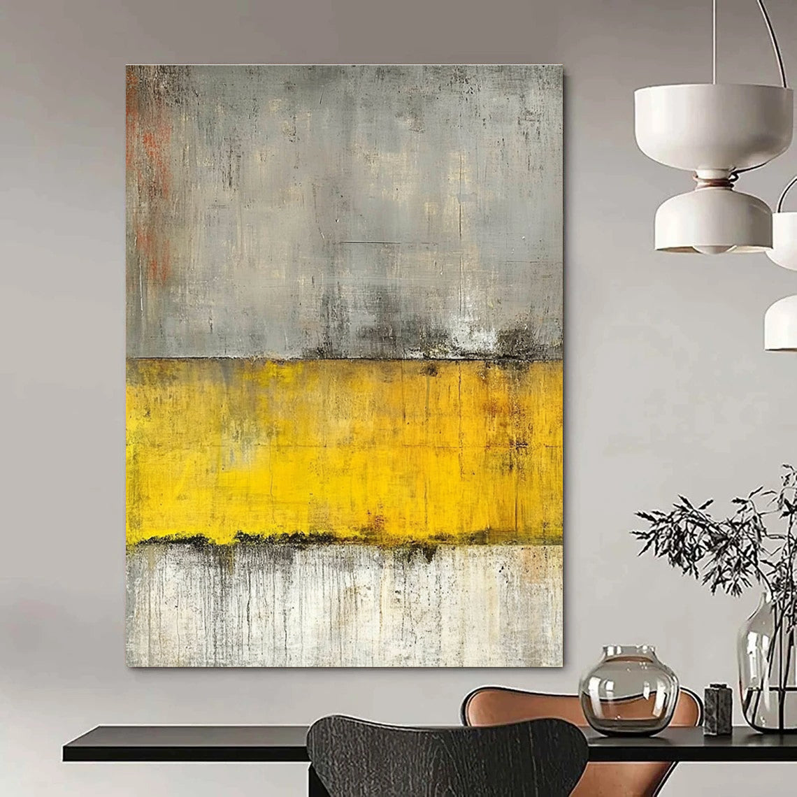 Gray and Yellow Abstract for Modern Workplace & Art - Centric Lounge STSC233