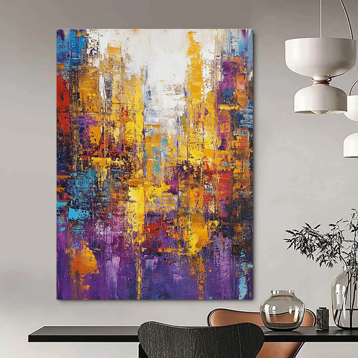 Colorful Abstract Cityscape for Modern Hotel Lobby & Urban Art Gallery STSC160