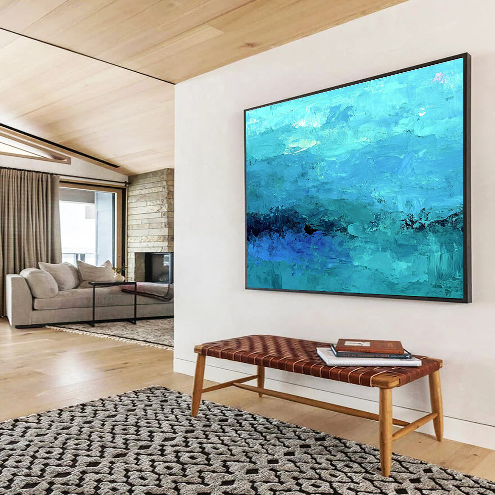 Blue Ocean Abstract Art for Coastal Home Living Room & Beachside Hotel SC201
