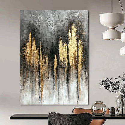 Grey and Gold Abstract Cityscape for Luxury Penthouse Living Room & High - End Hotel Lobby STSC393