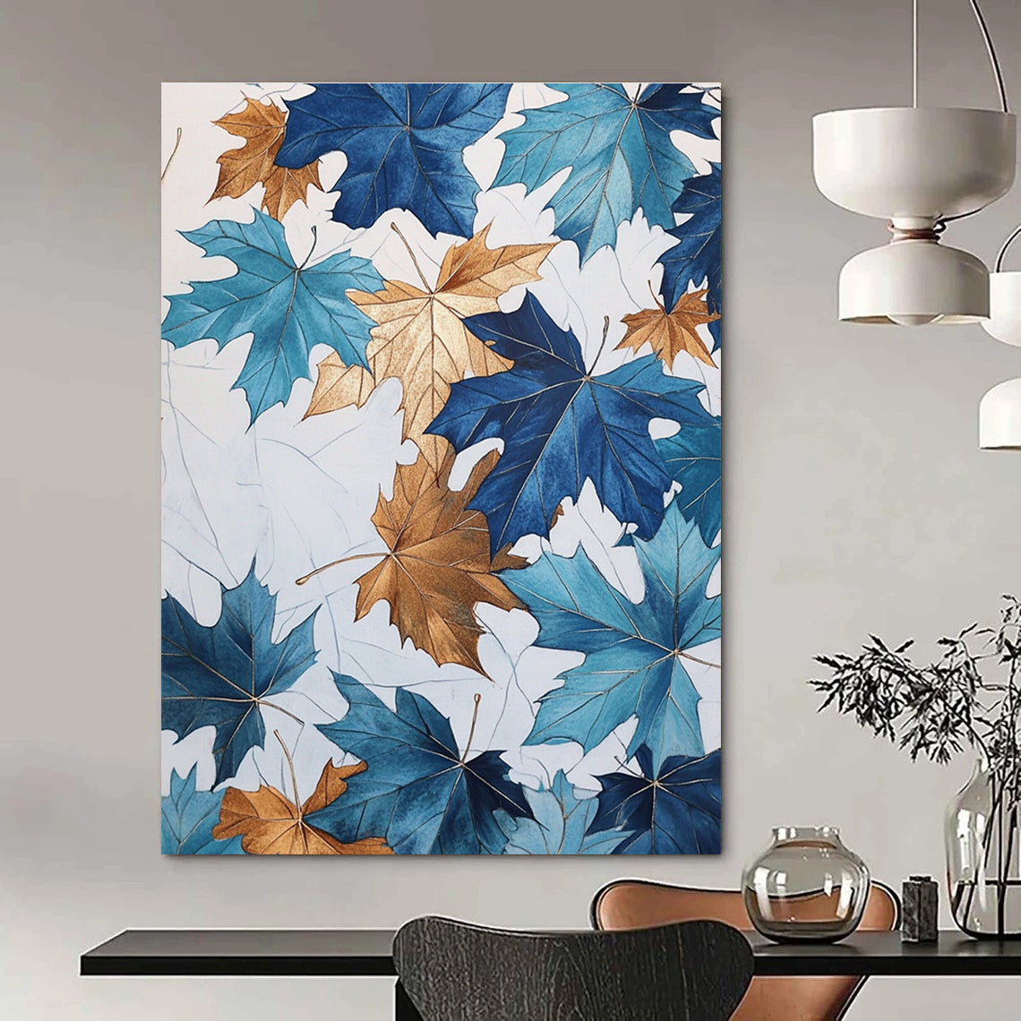 Blue and Gold Maple Leaves for Autumn - Themed Restaurant & Art - Loving Home STSC1154