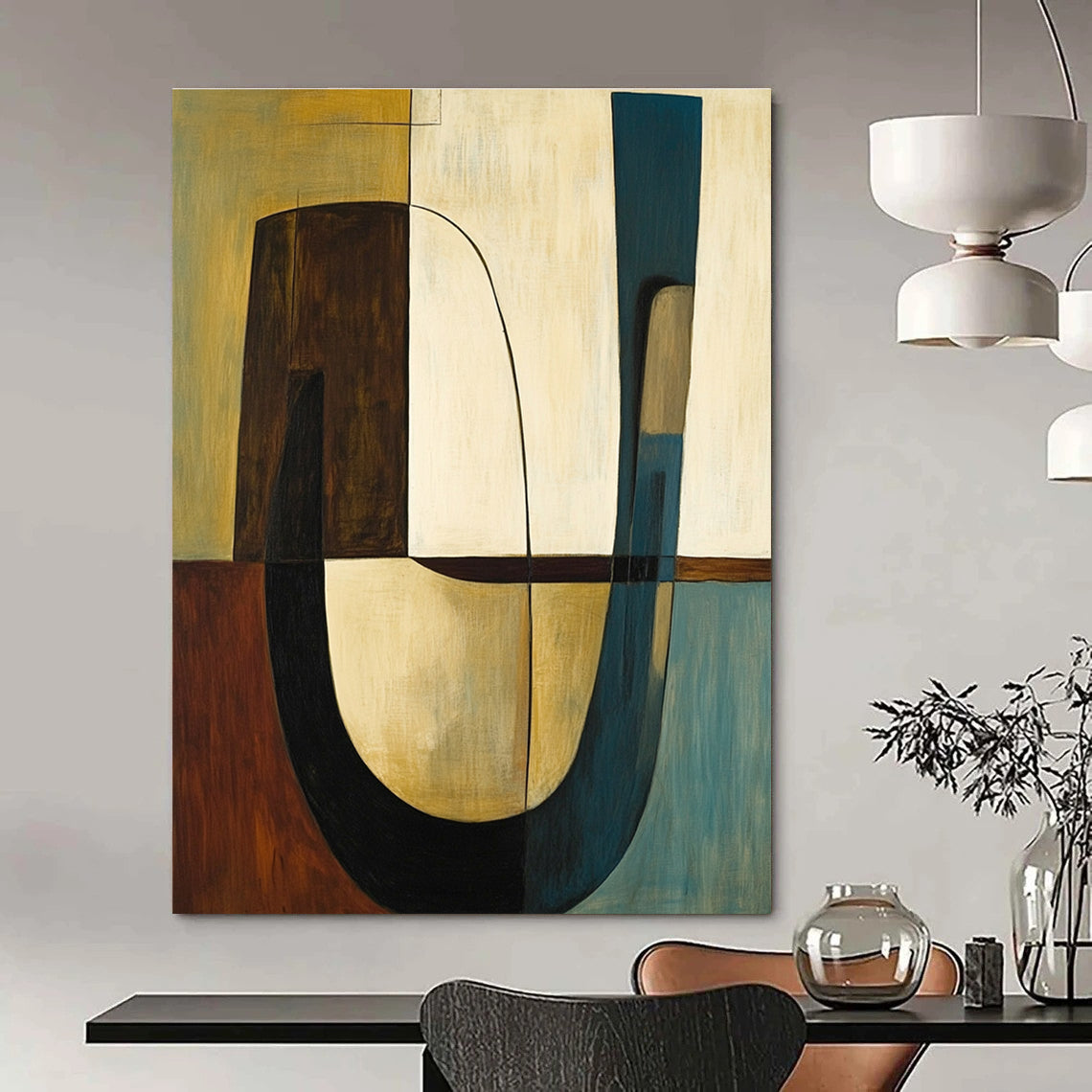 Earth - Tone Shapes Art for Living Room & Study STSC693