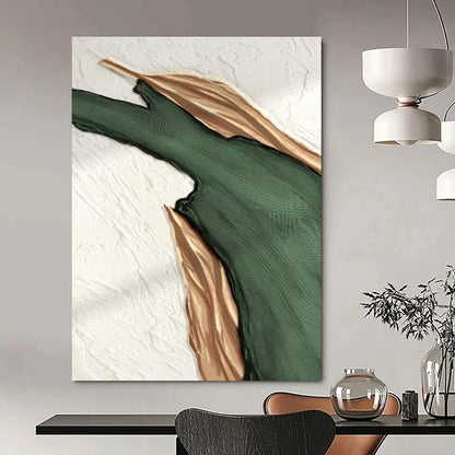 Green and Gold Abstract Shape Art for Luxury Boutique & Glamorous Dining Room DLZ2207