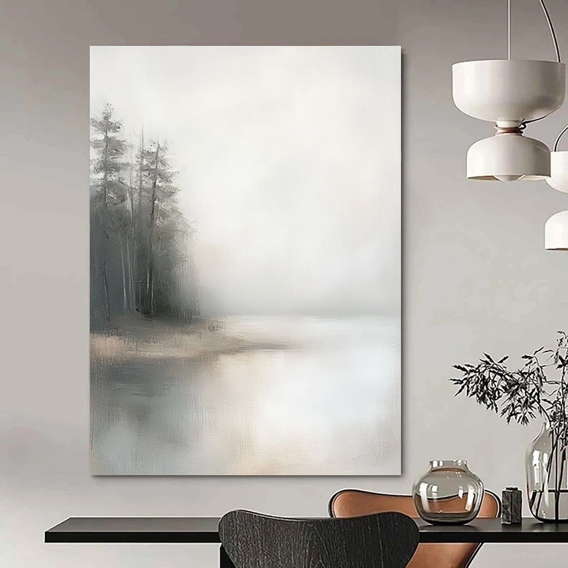 Foggy Forest Lake Art for Yoga Studio & Bedroom STSC089