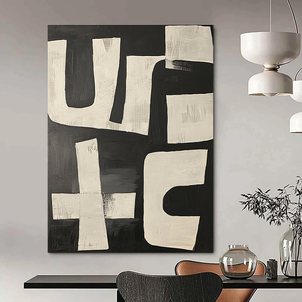 Black and White Abstract Shapes for Minimalist Gallery & Modern Office Waiting Area STSC1133