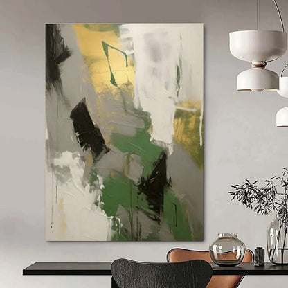 Green - Gray - Gold Abstract Art for Eco - Friendly Home & Wellness Center DLZ1697