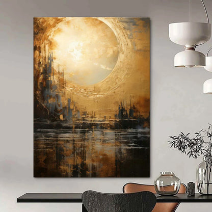 Golden Cityscape Art for Rooftop Bar & Luxury Penthouse DLZ2326