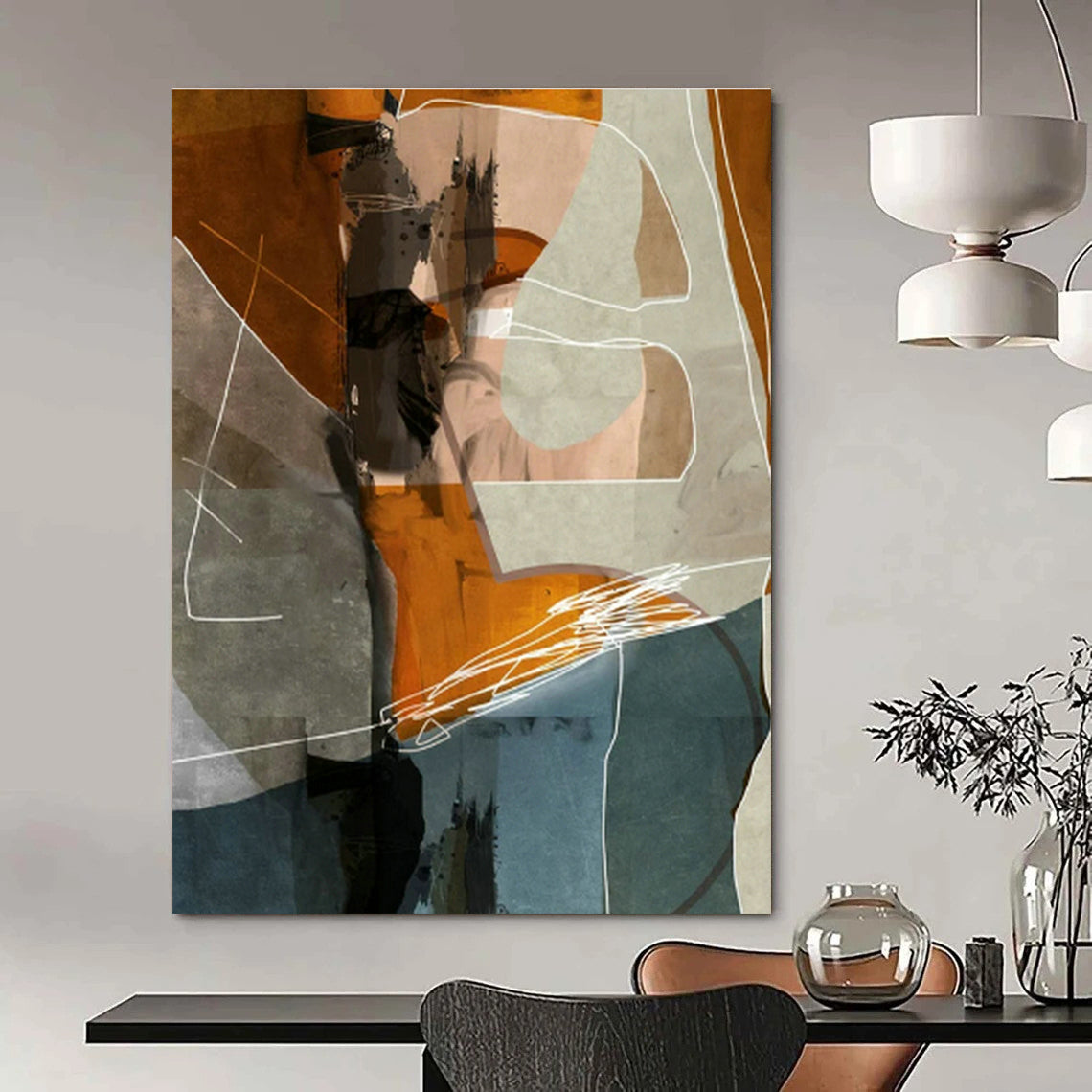 Orange - Geometric Abstract for Contemporary Art Gallery & Creative Studio Break Area DLZ0891