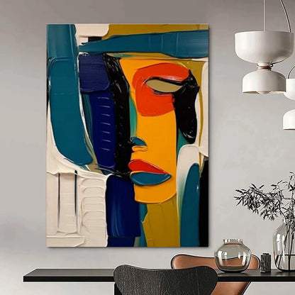 Colorful Abstract Face Art for Modern Art Café & Bohemian - Style Hair Salon DLZ1537