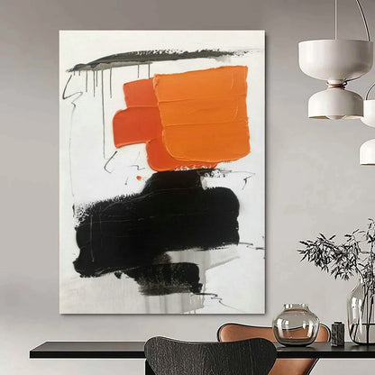 Orange - Black Abstract Art for Sports Bar & Creative Agency Break Area DLZ1684
