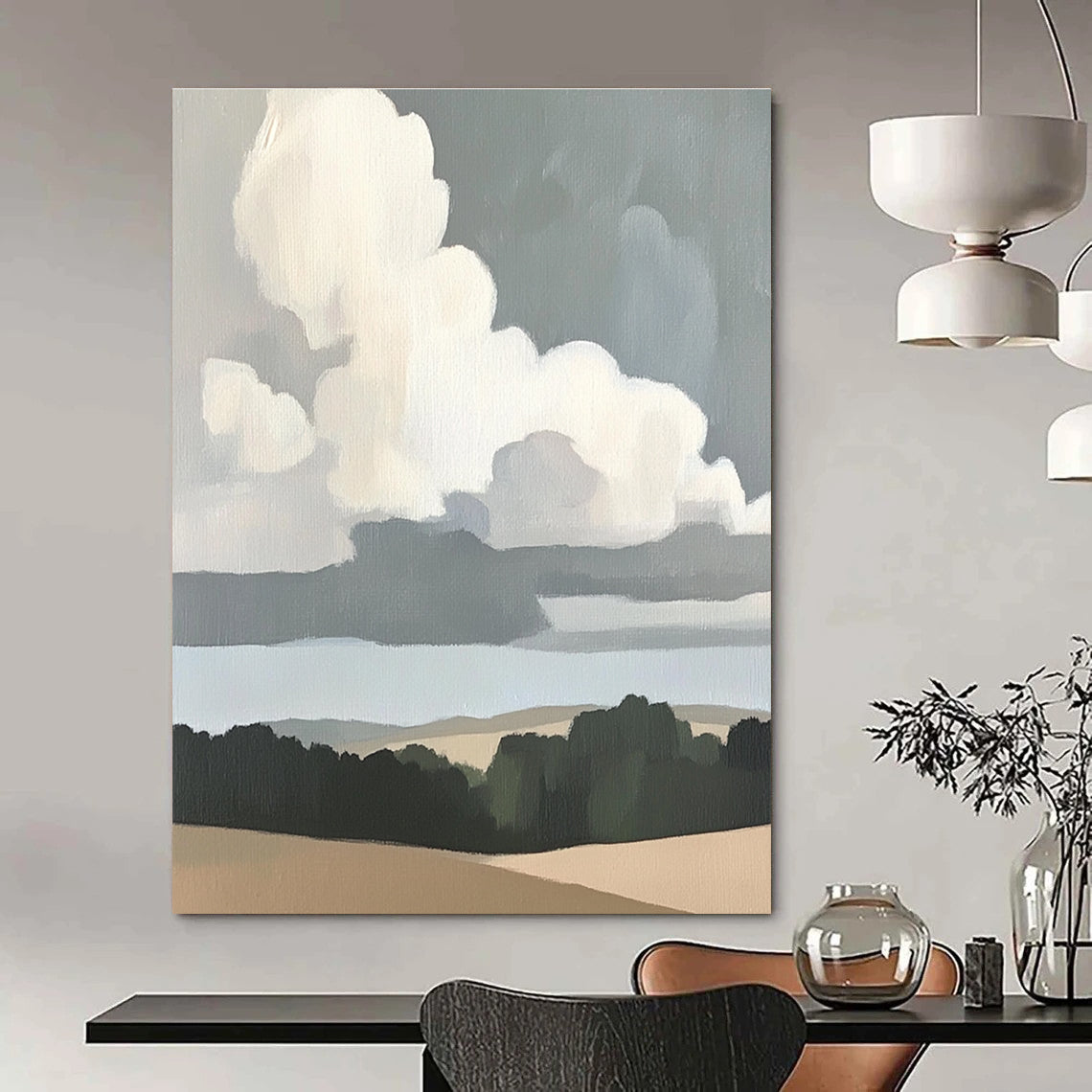 Minimalist Cloudscape Art for Modern Home Office & Serene Bedroom STSC1390