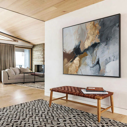 Gray - Gold Abstract Art for Contemporary Art Gallery Spaces DLZ2516
