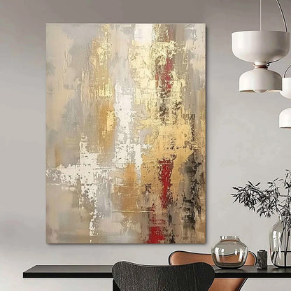 Gray - Gold - Red Abstract Art for Industrial Luxury Hotel & Modern Art Institute DLZ1919