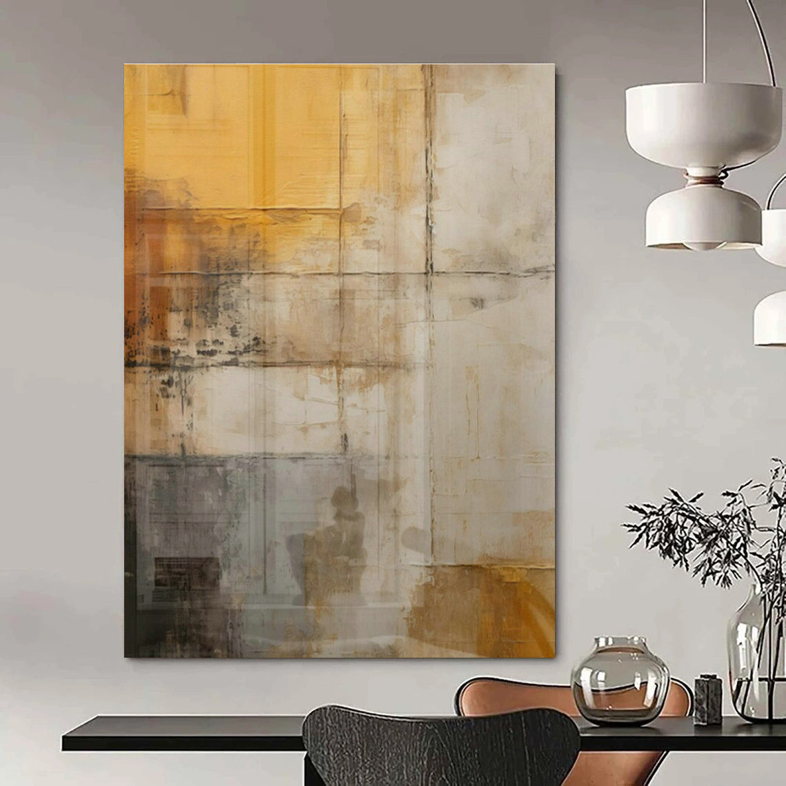 Yellow - Gray Abstract Art for Industrial - Chic Loft & Creative Agency DLZ1954