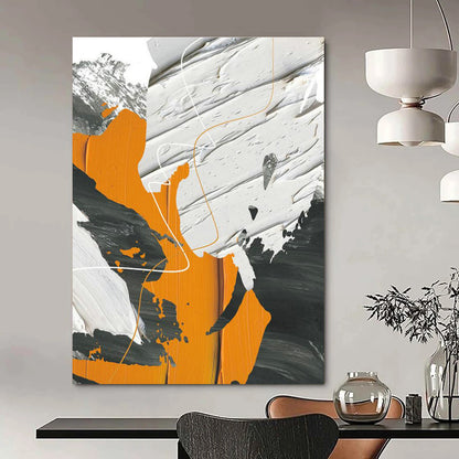 Orange, Gray, and White Abstract Art for Modern Fitness Studio & Art - Centric Apartment DLZ2228