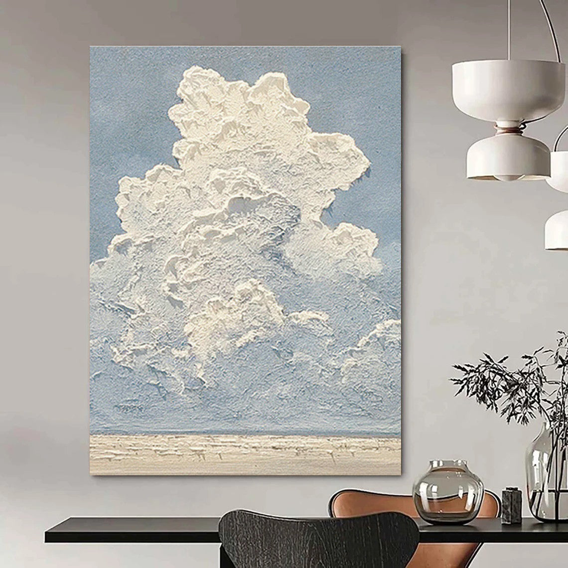 Cloud - Sea Abstract Art for Coastal Home & Wellness Center DLZ1149