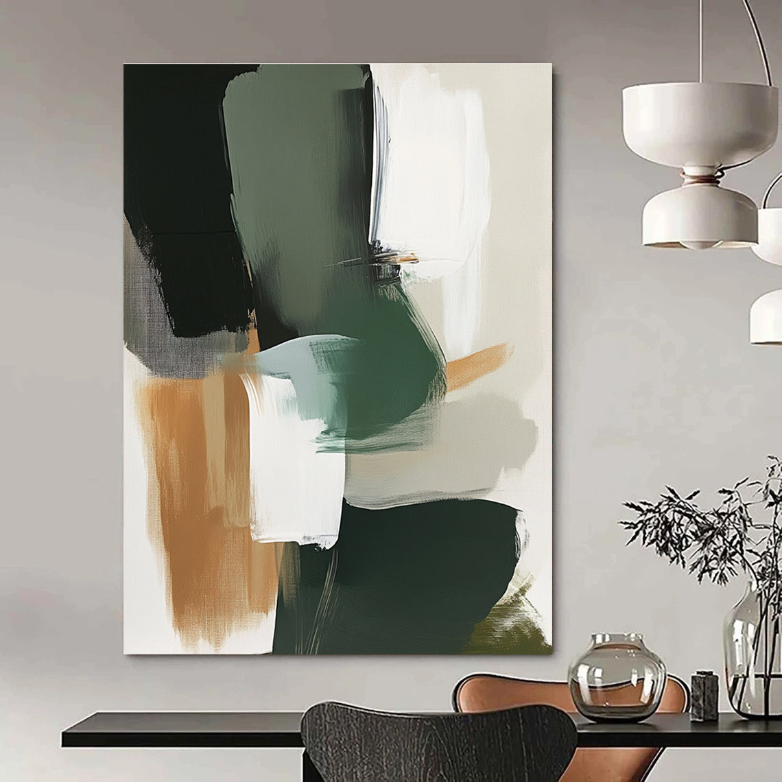 Green and Brown Abstract Shapes for Rustic Home Office & Nature - Inspired Café STSC760