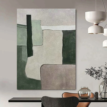 Green - Gray Geometric Abstract Art for Home Office & Minimalist Space DLZ0589