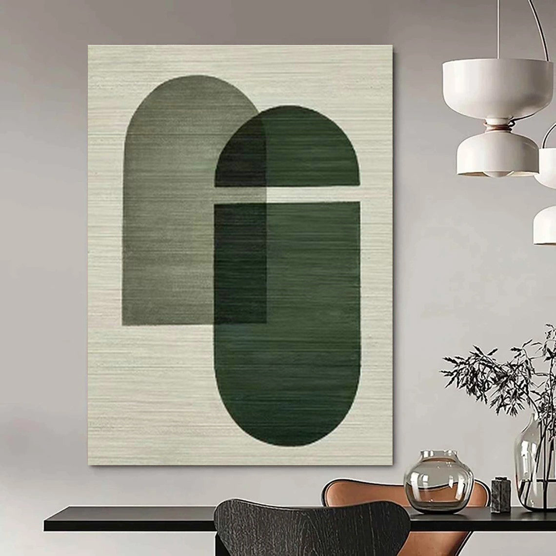 Green Geometric Art for Modern Home Office Breakout Zones DLZ0258