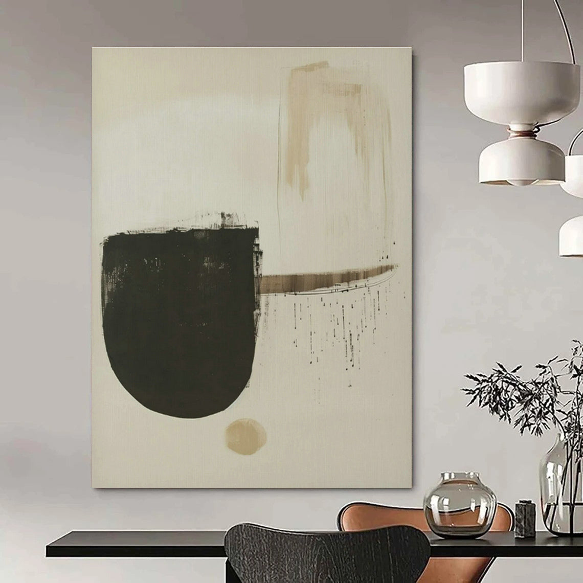 Black - Brown Minimalist Abstract Art for Industrial - Chic Loft & Art - Focused Library DLZ1832
