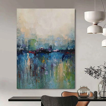 Colorful River - Scape Abstract Art for City Café & Art - Loving Home Dining Room DLZ2024